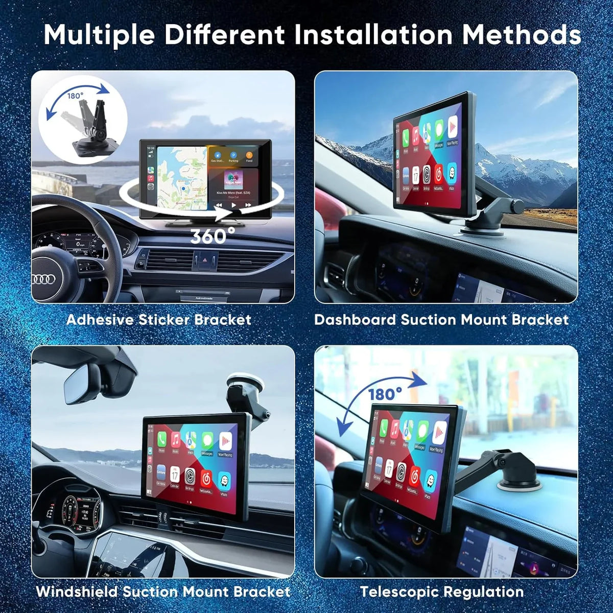 Portable Wireless Carplay Car Stereo with 2.5K Dash Cam - 9"   Screen, Android Auto, 1080p Backup Camera, Loop Recording, Bluetooth,  Navigation Head Unit, Car Radio Receiver