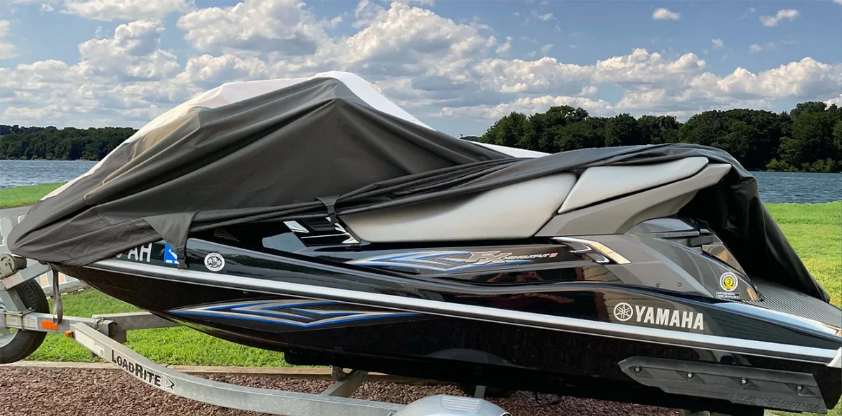 '-  JetSki Cover Compatible for Polaris  1997 1998 Jet Ski Trailerable Cover Black/Grey 1-2 Seater