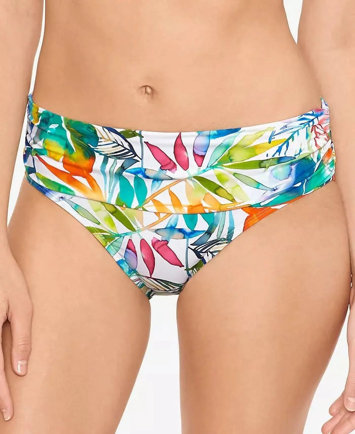 Tropical Caribbean Wide Banded Shirred Hipster Bottoms Multicolored 8