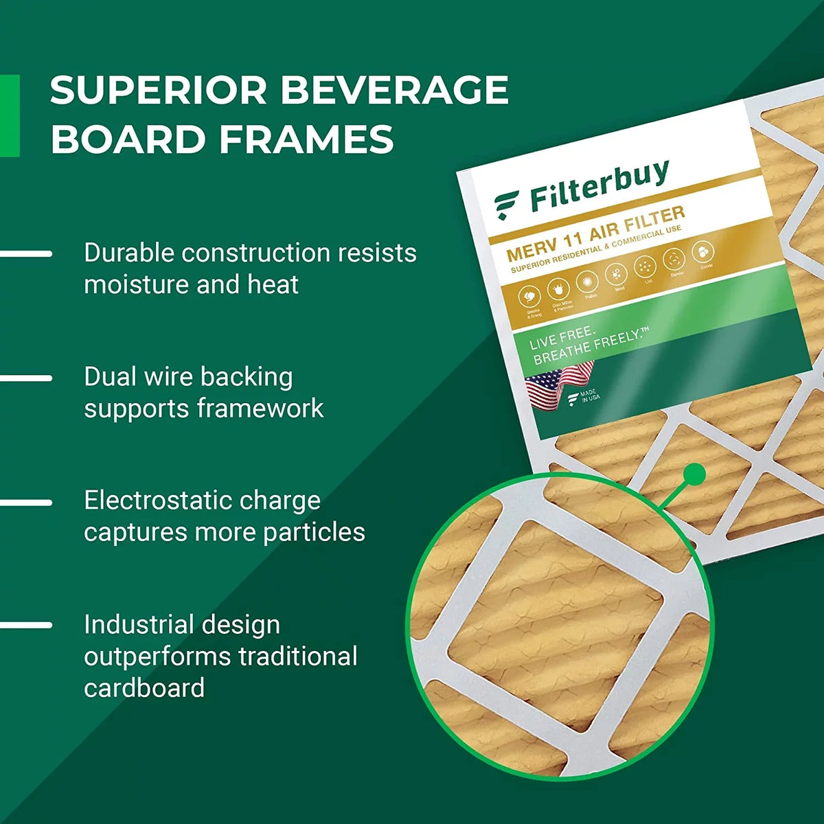 Filterbuy 25x32x1  11 Pleated   Furnace Air Filters (3-Pack)