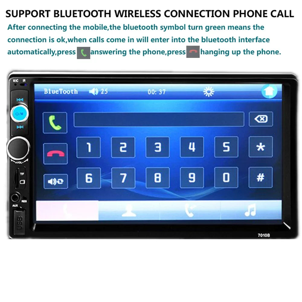 Polarlander Double Din Car Stereo Car Audio 7-inch  Touch Screen Car radio Player Bluetooth with Multimedia     MP5/4/3 Mirror Link Function