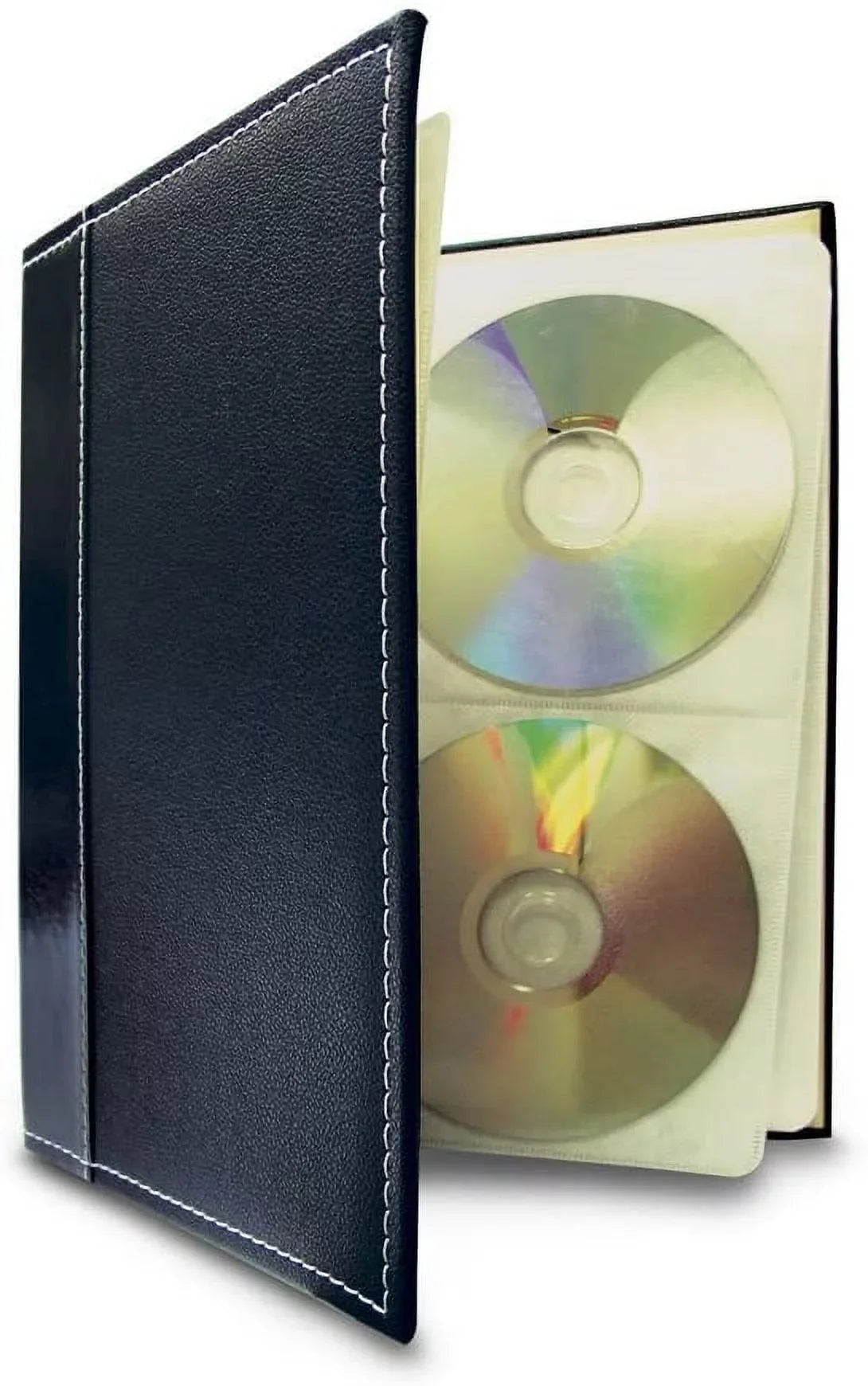 Bellagio-Italia / Storage Binder Set - Black - Leather - 6 Pack - 288-Disc Capacity - Storage Organizer for DVDs, CDs, Blu Rays, & Video Games - Acid-Free Binder Organizer Sheets