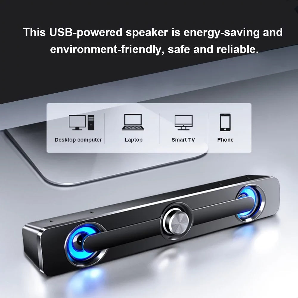 Radirus V-111 Computer Speaker,  Wired Powerful Bar Stereo Subwoofer Bass Speaker, Surround Sound Box for  Laptop Phone Tablet MP3 MP4, Audio Equipment for Home Theater-Like Audio Quality