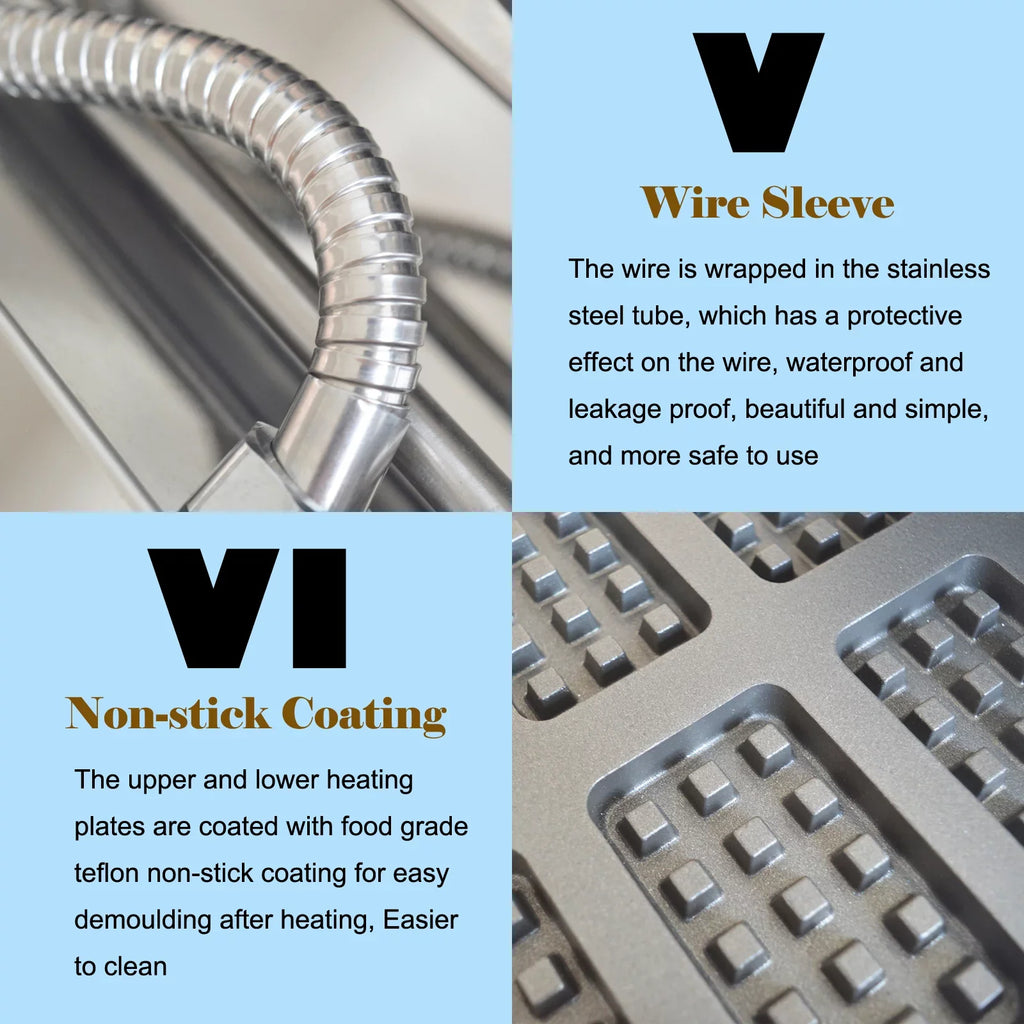 Electric Six Grid Waffle Oven Machine Commercial 6Pcs Keli Grid Scones Nonstick Baking Machine
