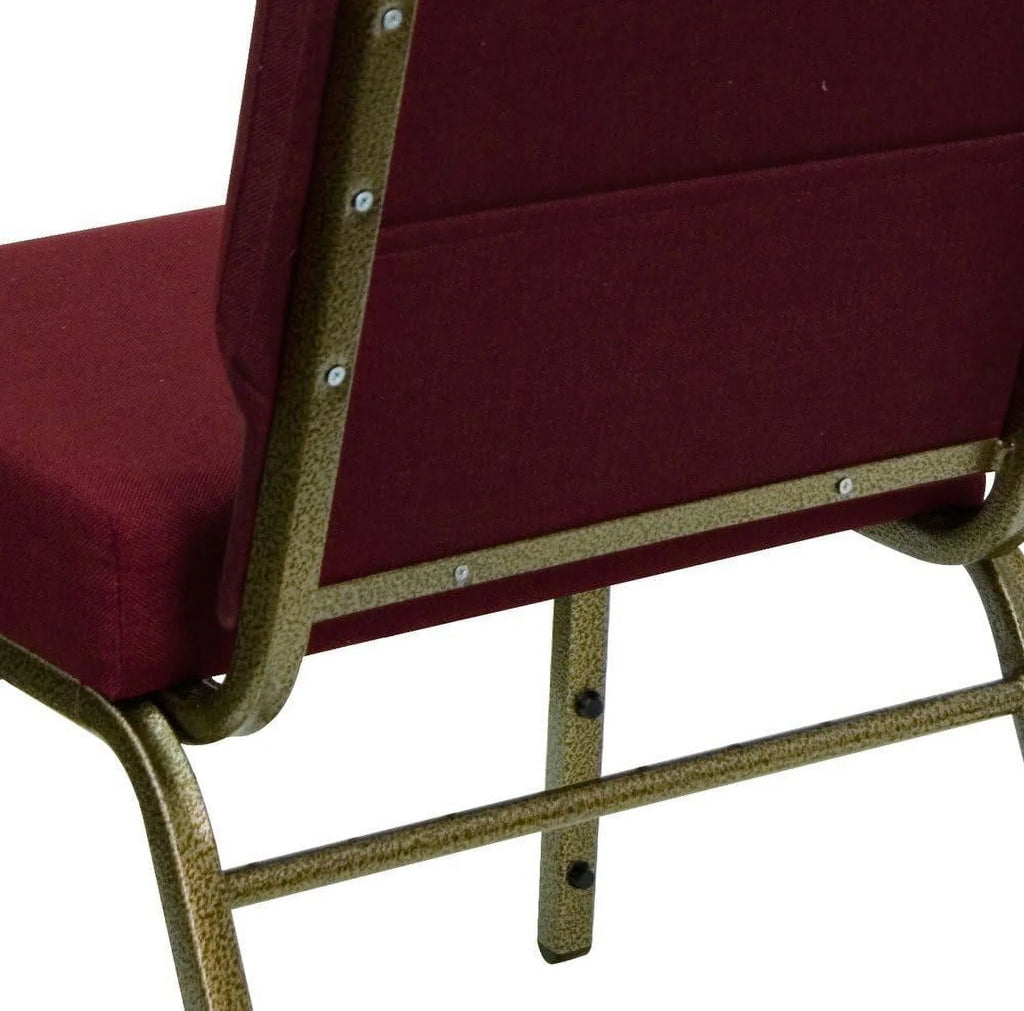 Series 21''W Stacking Church Chair In Burgundy Fabric - Vein Frame