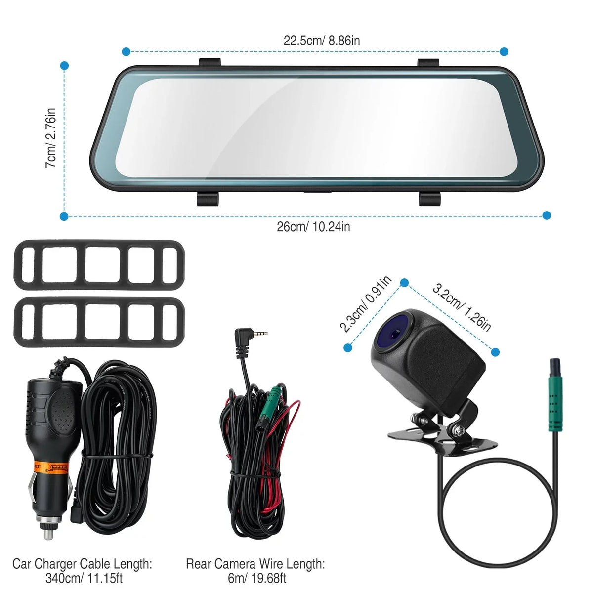iNova  1080P Car  Dash Camera 9.66In Vehicle Driving Recorder with G Sensor Parking Monitoring Seamless Recording