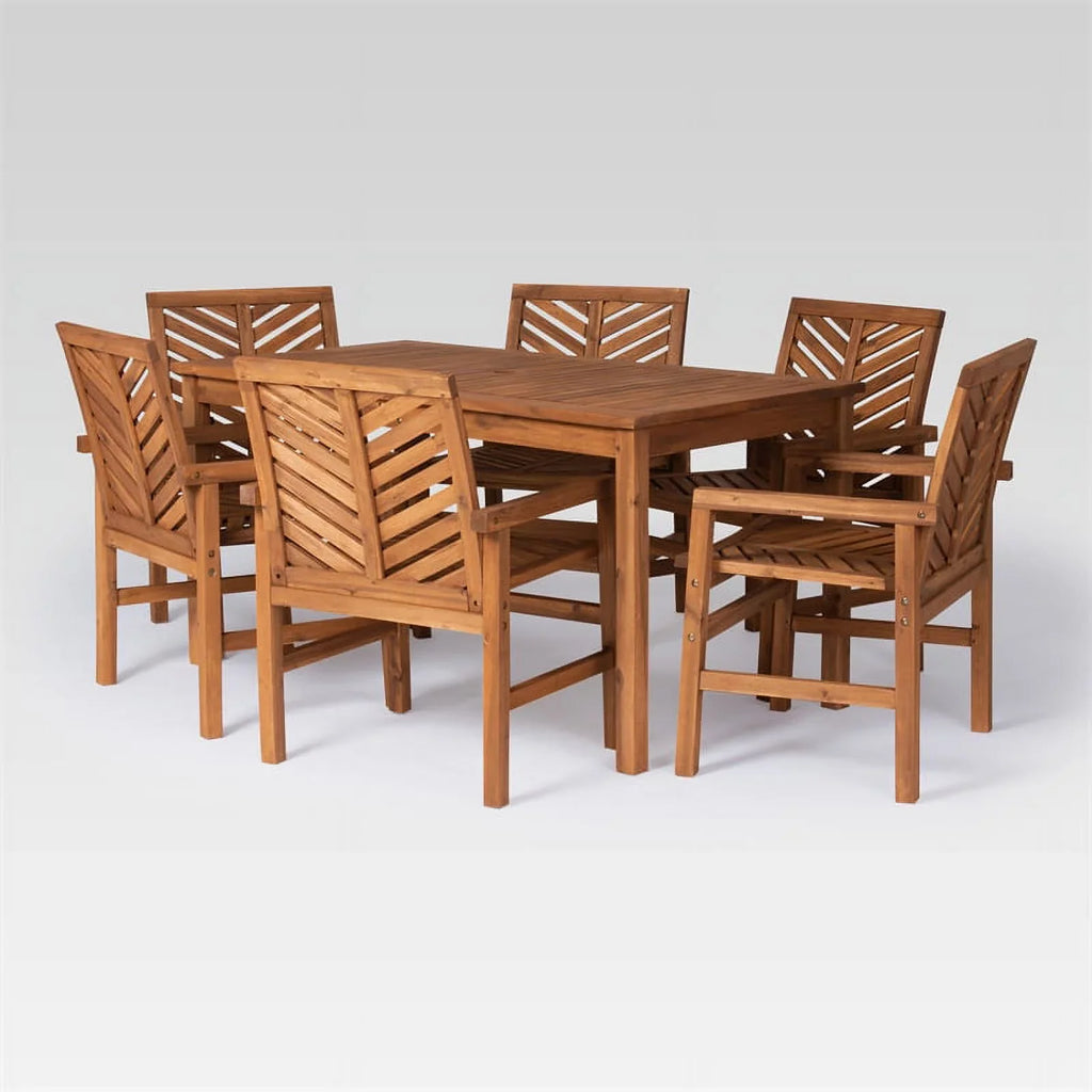 Vincent 7-Piece Chevron Outdoor Patio Dining Set - Brown