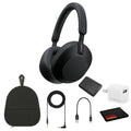 Sony -1000XM5 Noise-Canceling Wireless Over-Ear Headphones (Black), 30 Hours Playback Time, Hands-Free Calling, Alexa Voice Control - Kit with Charging Cube and Portable Charger