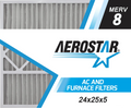 Aerostar 24x25x5   8, Carrier Replacement Pleated Air Filter, 24x25x5, Box of 2