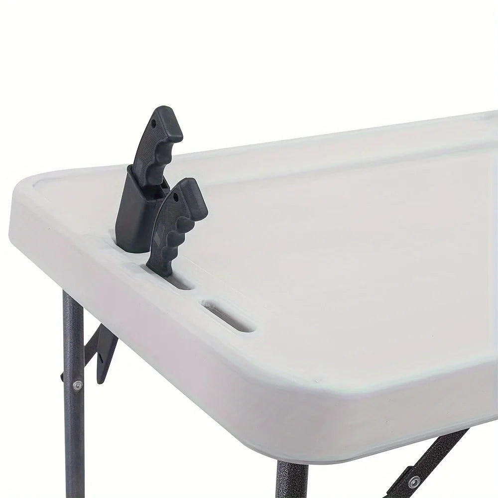 Portable Fish Cleaning Table,Outdoor Folding Multifunctional Fish Table Picnic Table with Spray Gun & Faucet for Camping Picnic Kitchen Garden,White