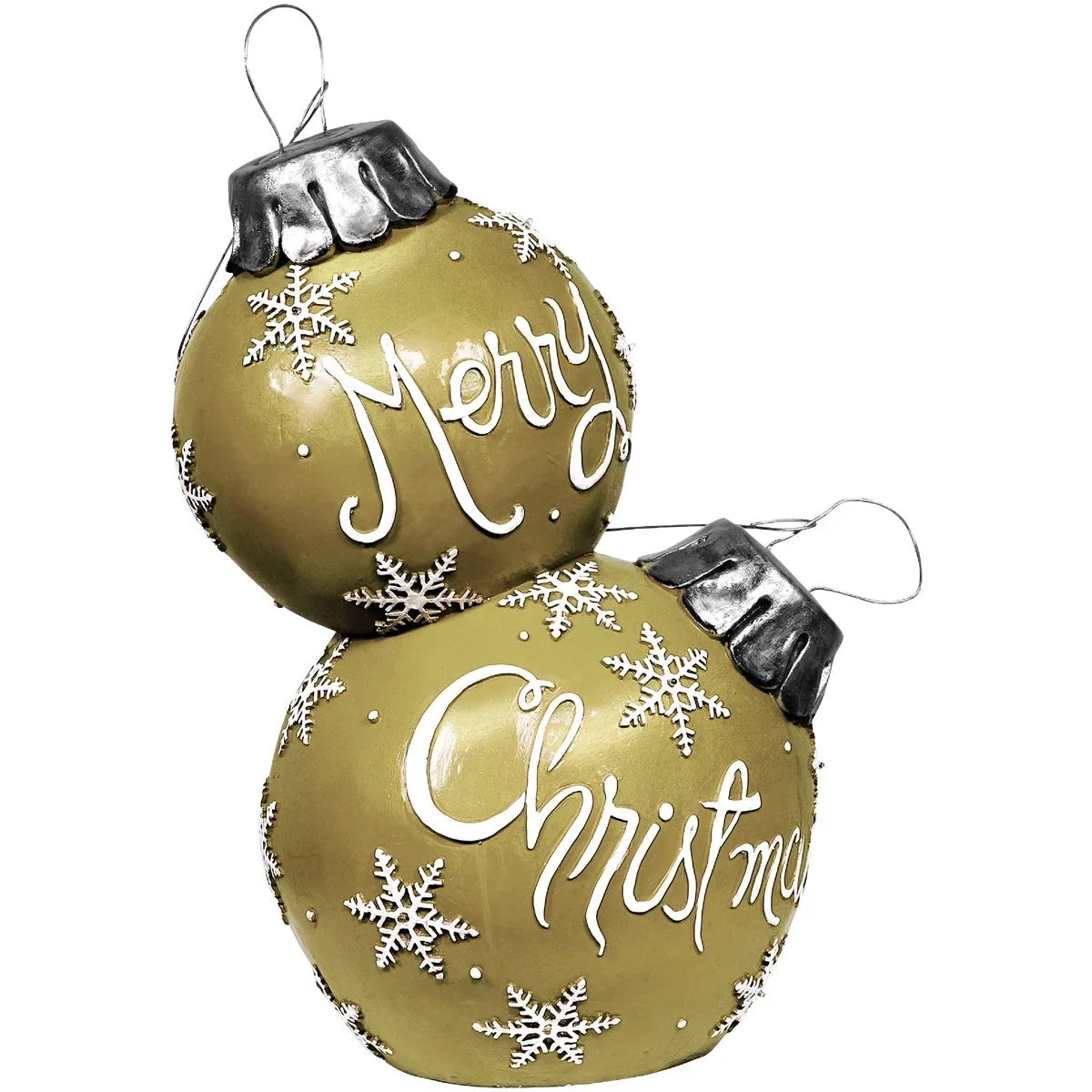 Alpine 30 In. Gold Merry Christmas Stacked Ornaments With  Lights ZTY138M
