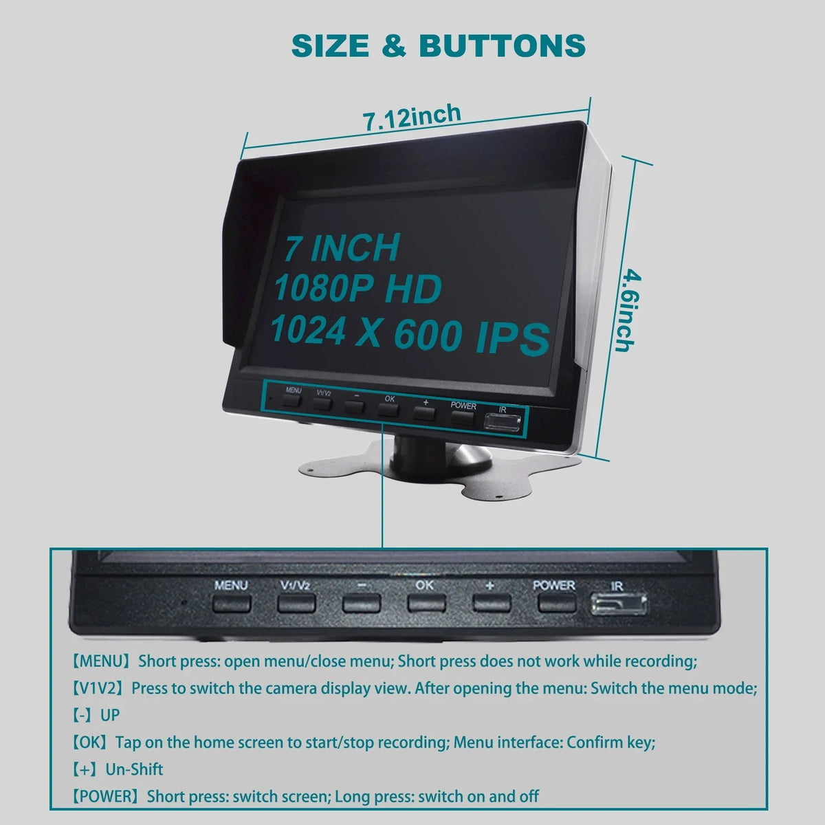 7" Monitor  Driving Video Recorder with  for  Truck Bus+2 Backup Camera