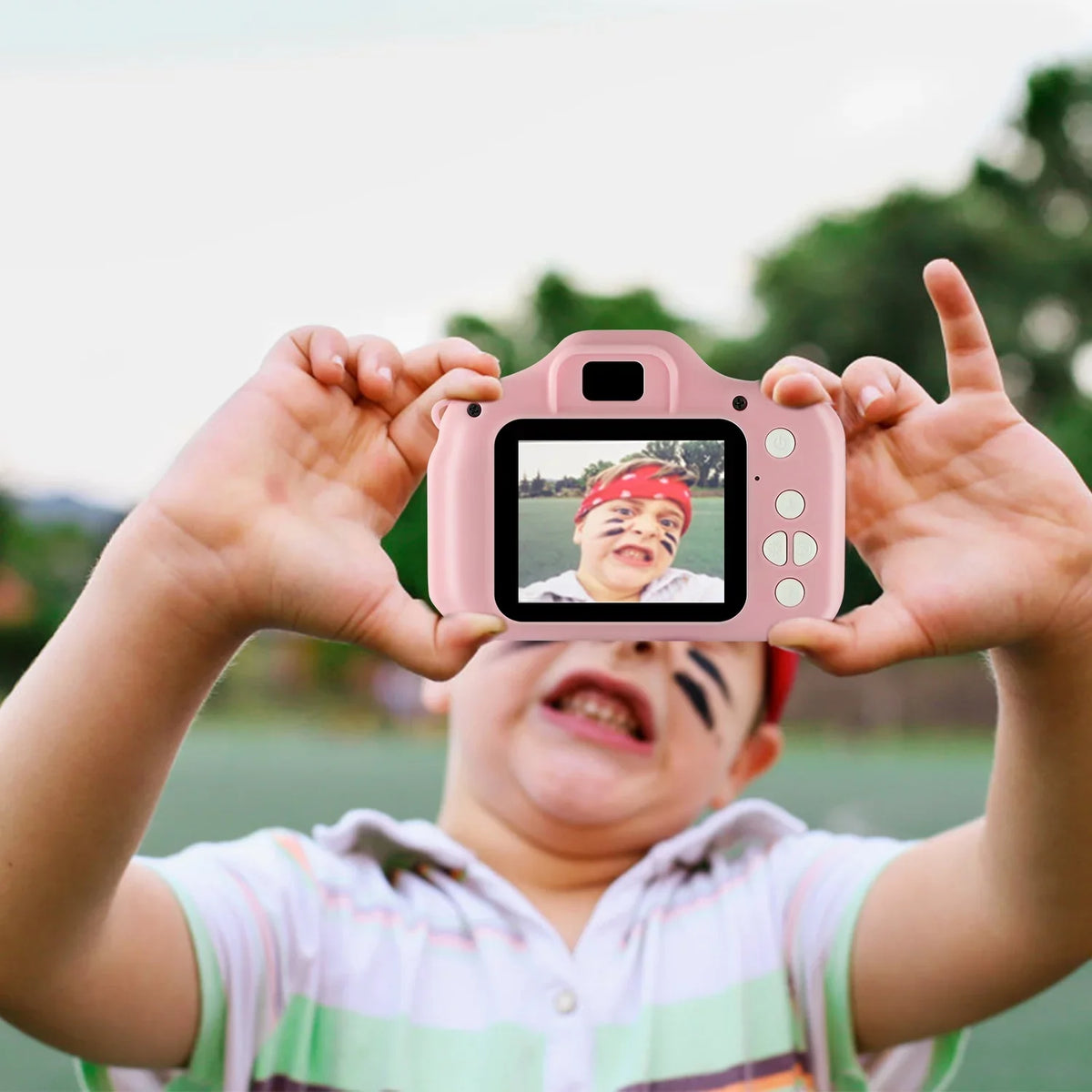 iMounTEK Kids Digital Camera with 2.0” Screen 12MP 1080P  Video Camera 4X Digital Zoom Games 32GB Card Supported Shockproof Child Camcorder for 3-10 Years Boys Girls