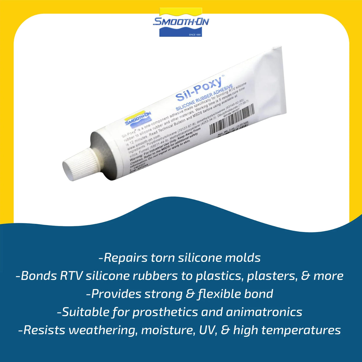 '-Poxy - Silicone Rubber Adhesive - 3 Ounce Tube