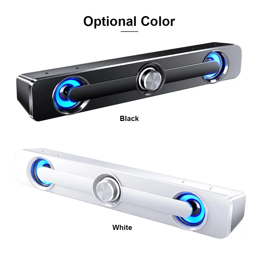 Andoer V 111 Computer Speaker  Wired Powerful Bar Stereo Subwoofer Bass Speaker Blue  Light, All match Decoration