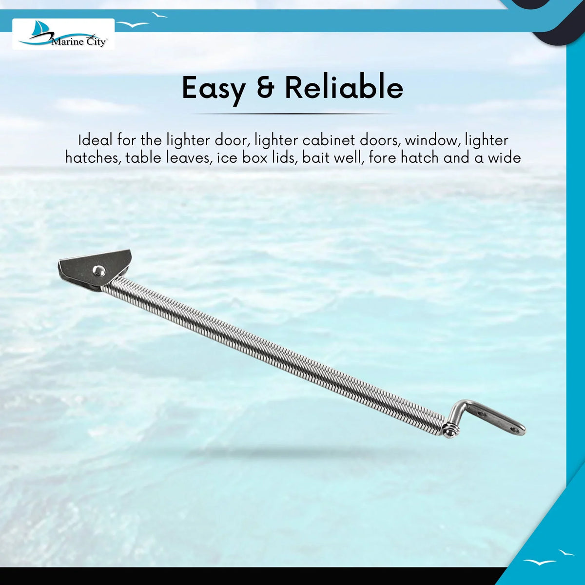 Marine City Stainless-Steel Hatch Spring Adjuster with U-Bolt and L-Shape Plate 8-1/4 inches or 10-1/4 inches Length: 10-1/4 inches