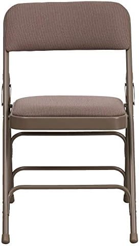 4 Pack  Series Curved Triple Braced & Double Hinged Beige Fabric Metal Folding Chair