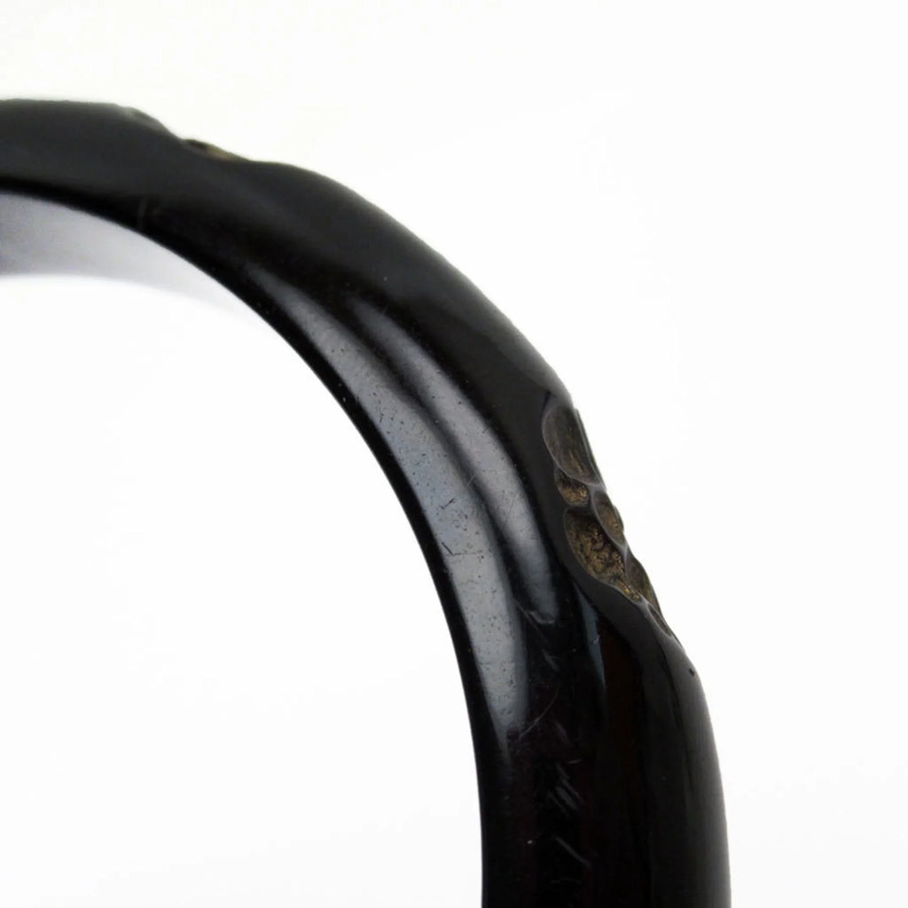 Pre-Owned  Bangle Bracelet Camellia Coco Mark Wood Black/Beige Women's (Good)