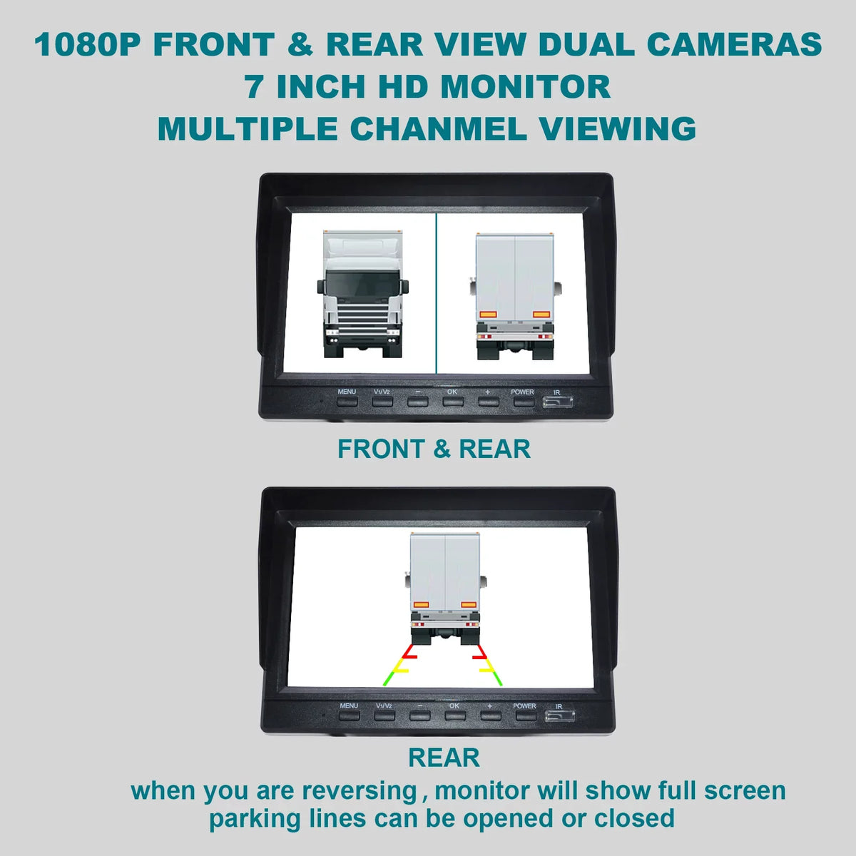 7" Monitor  Driving Video Recorder with  for  Truck Bus+2 Backup Camera