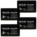 4x Pack - - SeaScooter  Battery Replacement - UB12120 Universal Sealed Lead Acid Battery (12V, 12Ah, 12000mAh, F1 Terminal, , ) - Includes 8 F1 to F2 Terminal Adapters