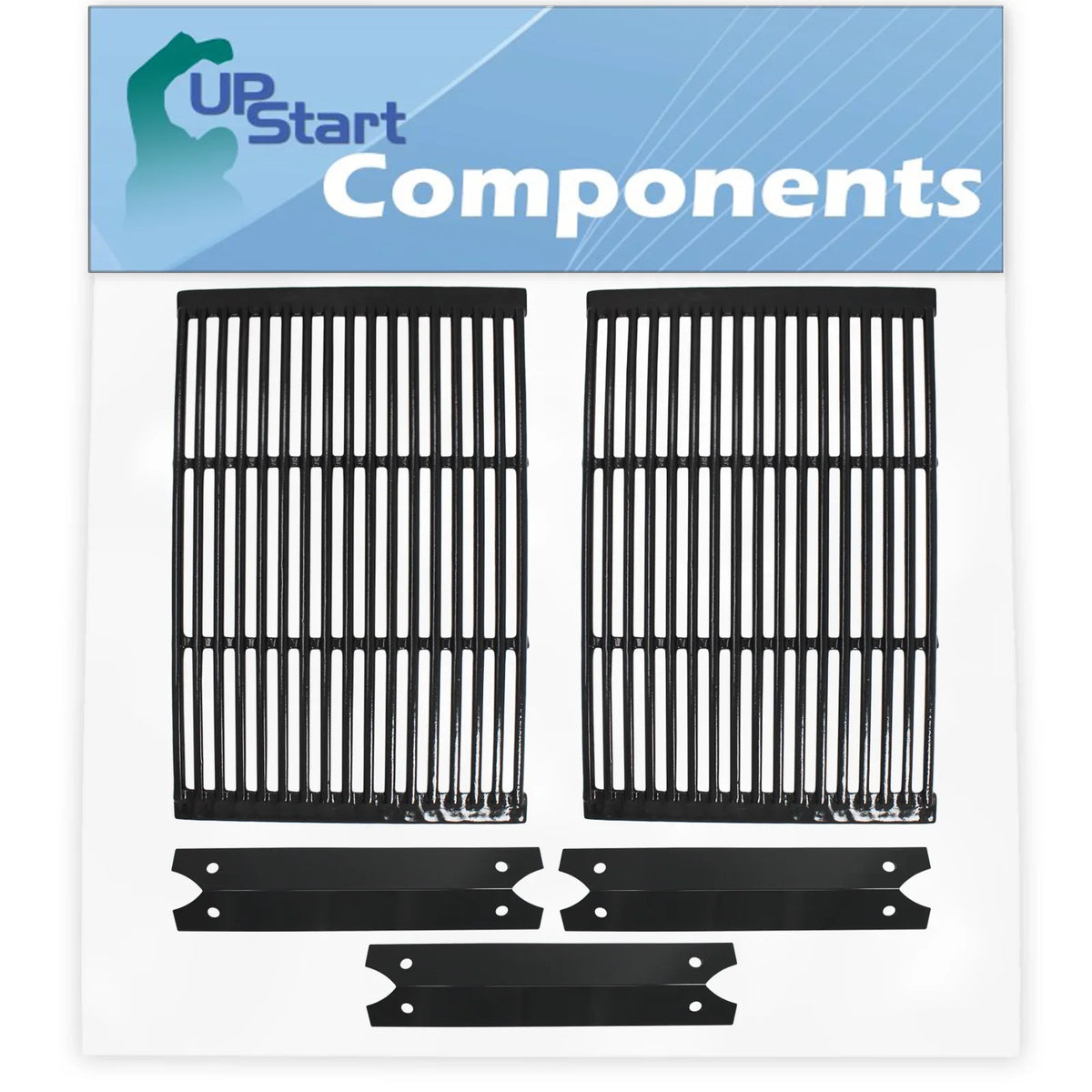 2  Grill Cooking Grates & 3 Heat Shield Plate Tent Replacement Parts for Charmglow 810-7440-S - Compatible Barbeque Porcelain Enameled Cast Iron Grid 19" & Flame Tamer, Flavorizer Bar