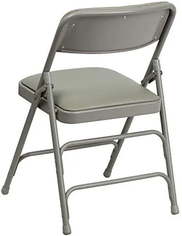 4 Pack  Series Curved Triple Braced & Double Hinged Gray Vinyl Metal Folding Chair