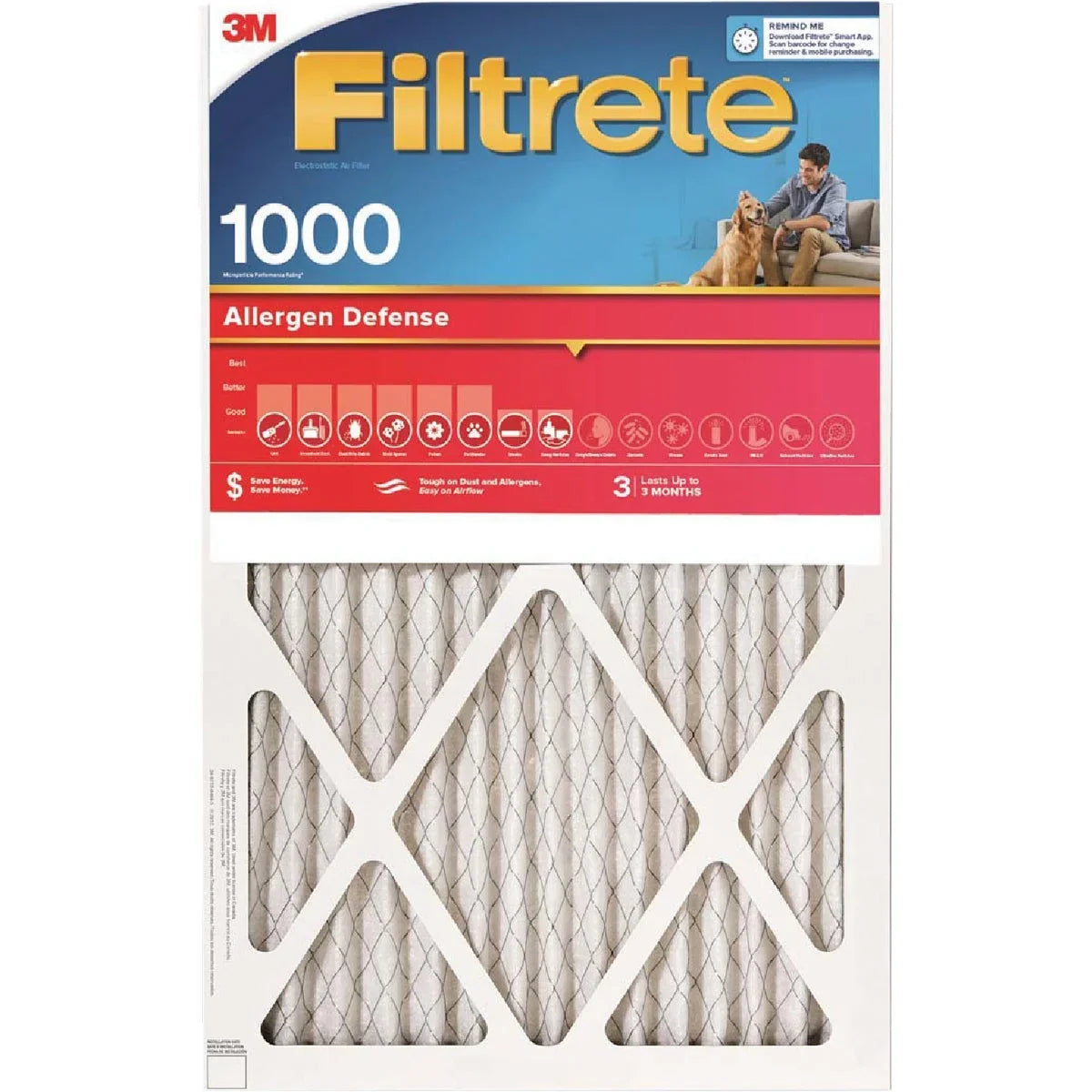 1 , Filtrete 16 In. x 25 In. x 1 In. Allergen Defense 1000/1085  Furnace Filter