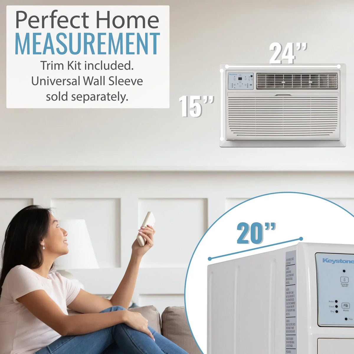 Keystone 14,000  700 Sq. Ft. Through-the-Wall Air Conditioner, White