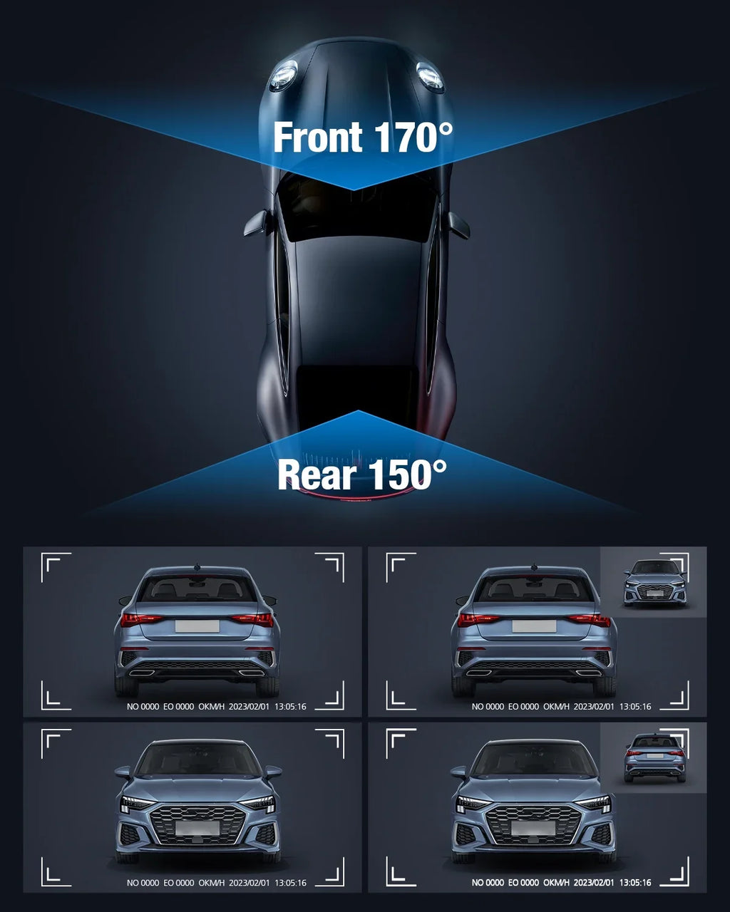 Dual Dash Cam Front and Rear,  4K 1080P 5G WiFi &  Full  Car Dashcam with 64G  Card,  Night Vision, 24h Parking Mode, 170°Wide, G-Sensor, Loop Recording,