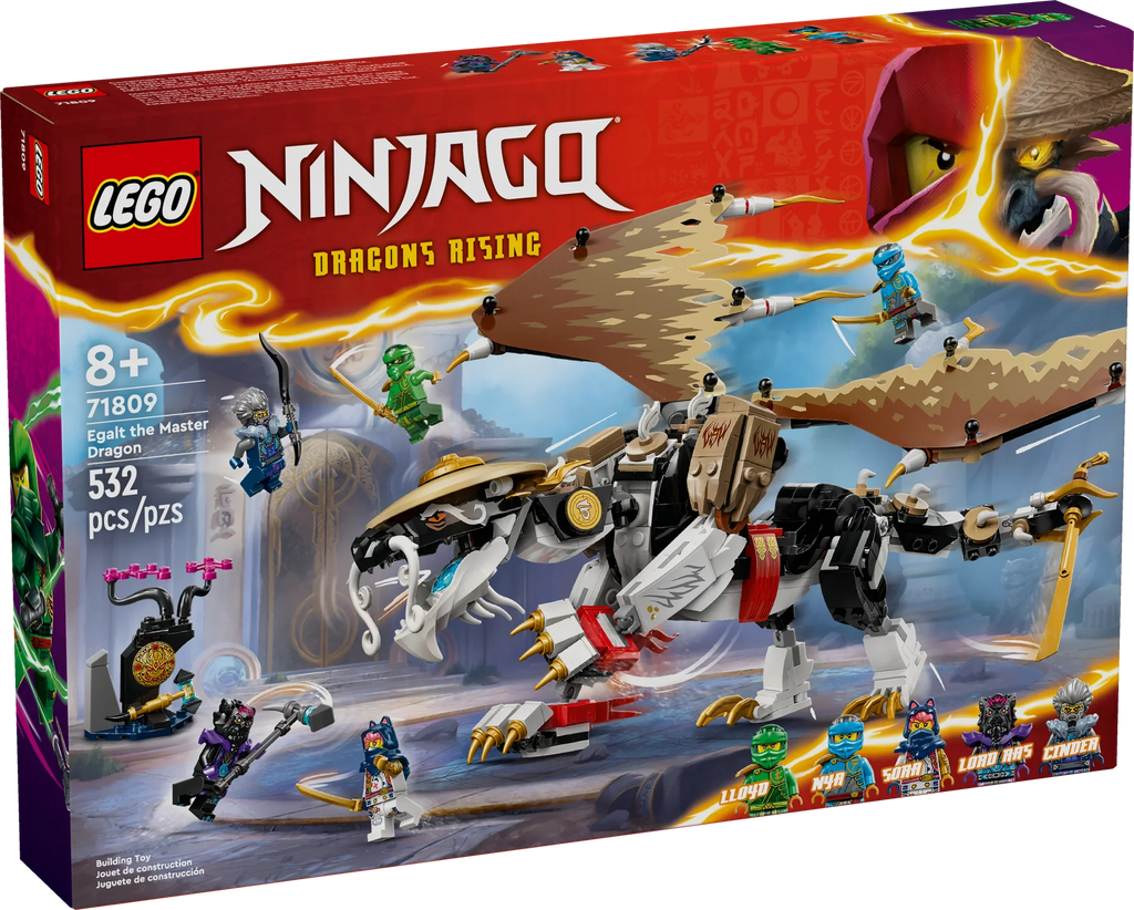 Egalt the Master Dragon Action Figure, Hero Toy Battle Set with 5 Ninja Minifigures for Group or Independent Play, Dragon Toy Gift Idea for Boys and Girls Ages 8 and Up, 71809