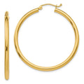 Real 14kt Yellow Gold Polished 2.5mm Lightweight Tube Hoop Earrings; for Adults and Teens; for Women and Men