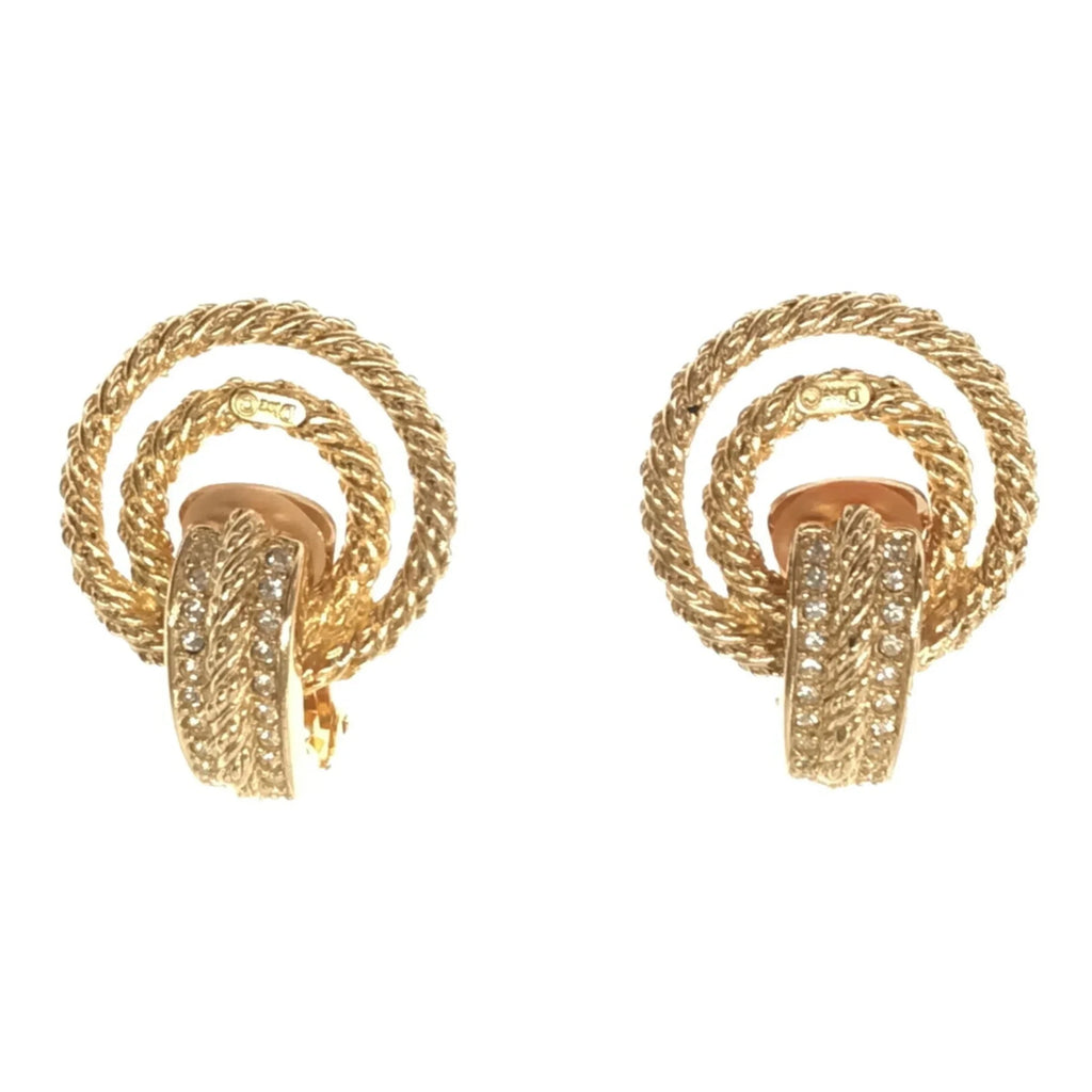 Pre-Owned Christian Dior Rhinestone Big Earrings Accessories Women's Gold   ITSRN157RU90 RM2878M (Good)