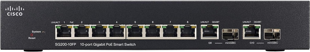 Cisco Small Business Smart SG200-10FP - Switch - managed - 8 x 10/100/1000 (PoE) + 2 x 10/100/1000 - desktop, rack-mountable - PoE (62 W) - refurbished