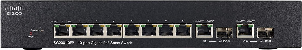 Cisco Small Business Smart SG200-10FP - Switch - managed - 8 x 10/100/1000 (PoE) + 2 x 10/100/1000 - desktop, rack-mountable - PoE (62 W) - refurbished