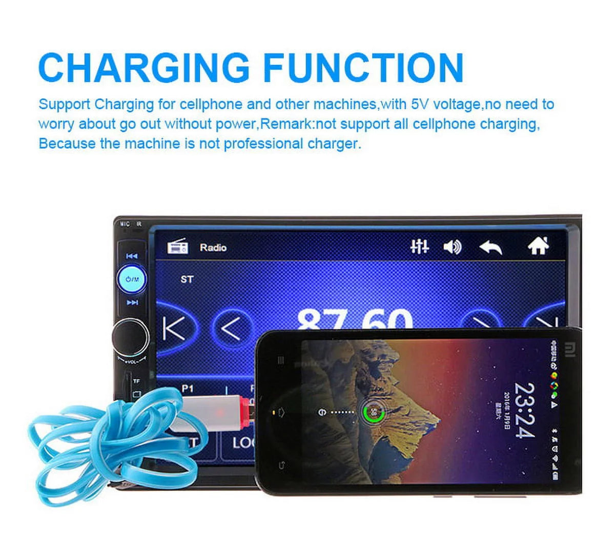 Polarlander Double Din Car Stereo Car Audio 7-inch  Touch Screen Car radio Player Bluetooth with Multimedia     MP5/4/3 Mirror Link Function