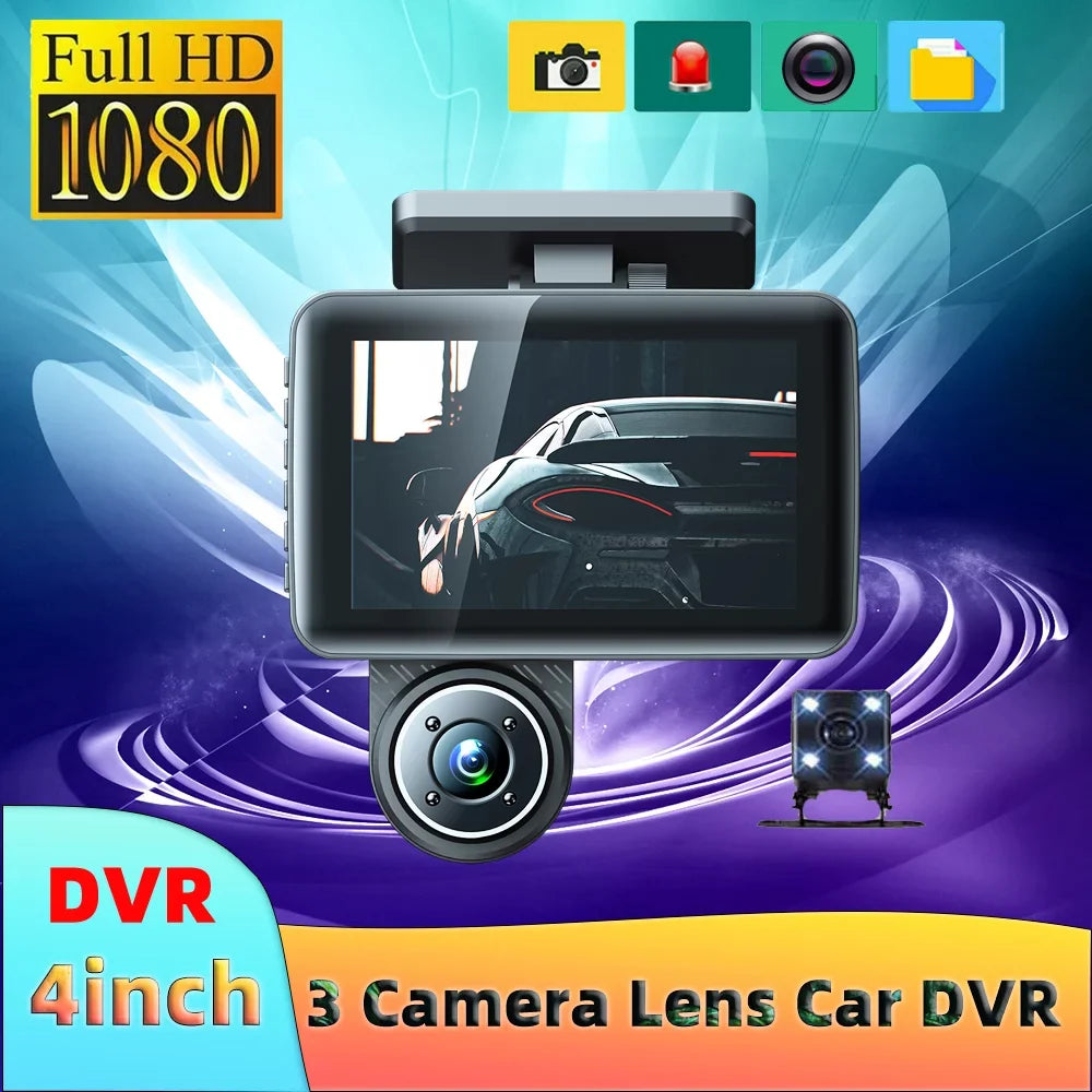 GoolRC Dash Cam,Wide Car Camera 4in Clear Car Safety Car Video 3 Cameras Dash Car Rearview Mirror Car Camera Auto Cam 4in Clear Dash Cam Buzhi Huiop