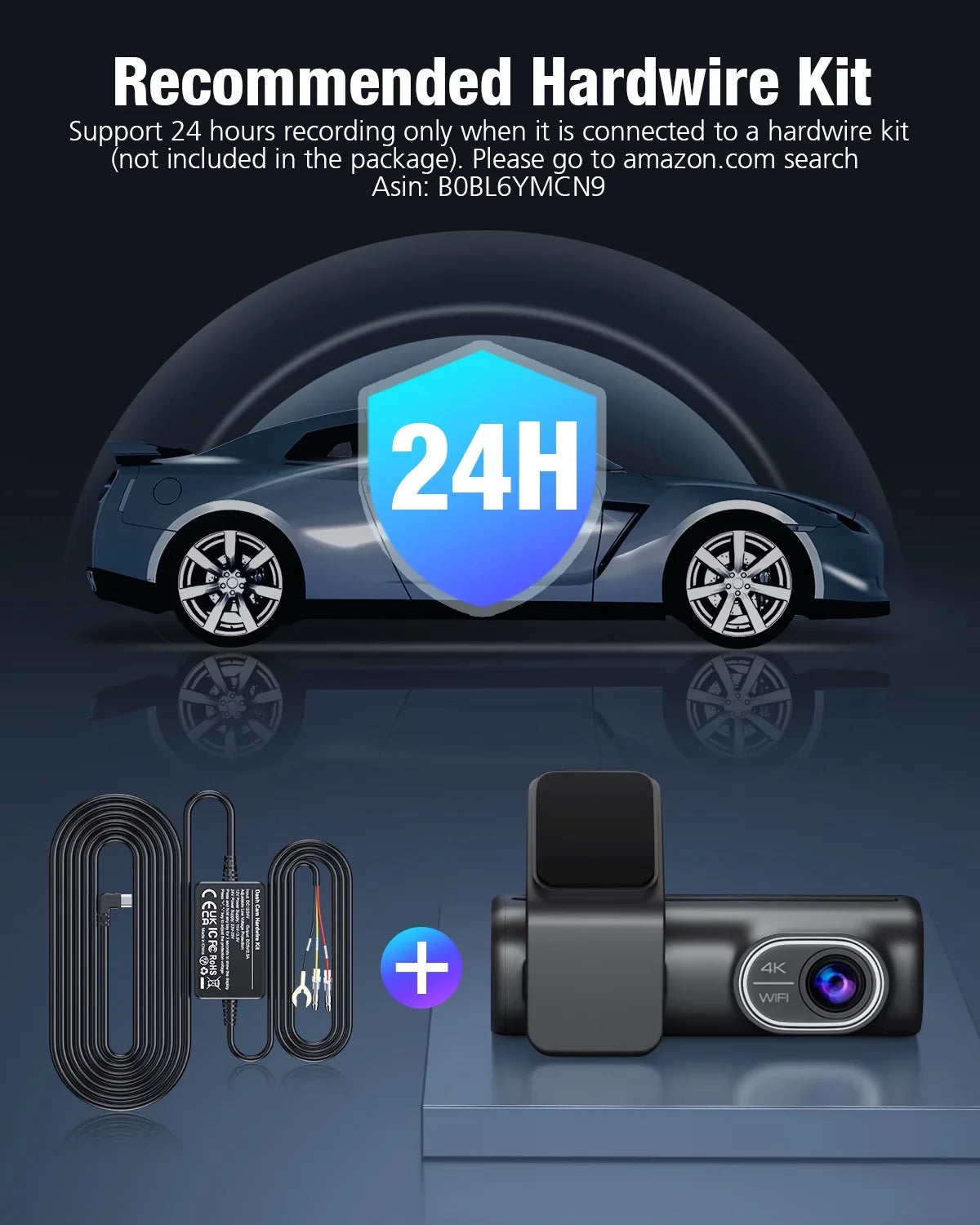 Dual Dash Cam Front and Rear,  4K 1080P 5G WiFi &  Full  Car Dashcam with 64G  Card,  Night Vision, 24h Parking Mode, 170°Wide, G-Sensor, Loop Recording,