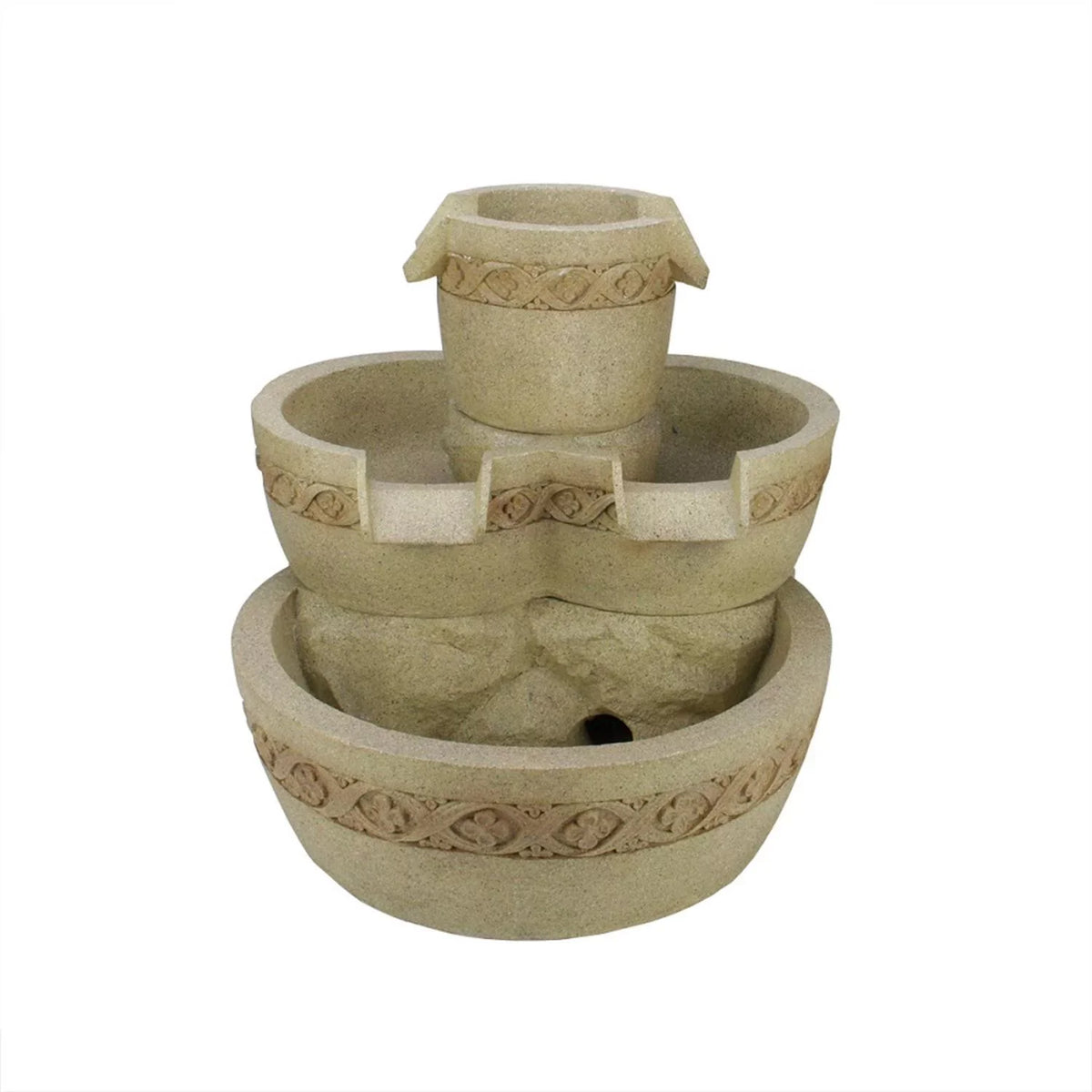 18.25"  Lighted Three Tier Floral Bowl Outdoor Patio Garden Water Fountain