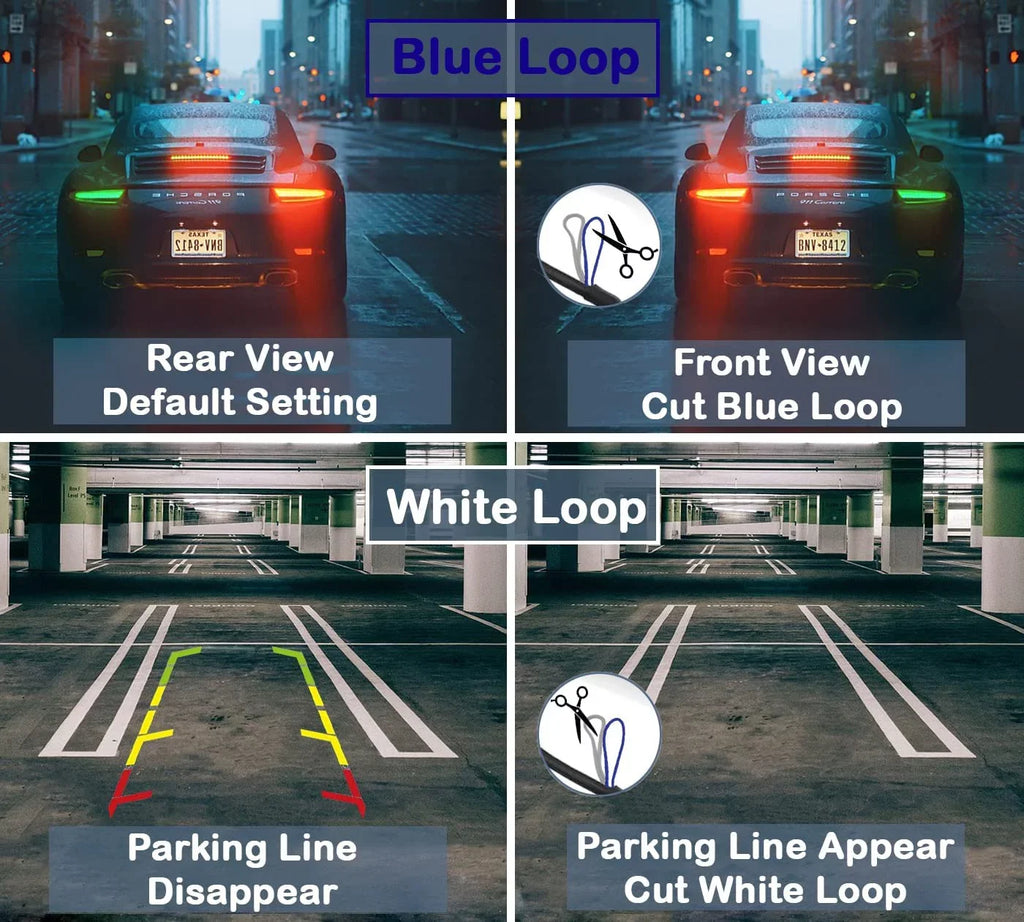 CAM122 Backup Camera Frame License Plate  Night Vision Rear View 170° Angle Waterproof Compatible with Jensen Car Radio CAR110W CAR710 CAR710X CAR8000 CAR910W CAR910X CDR7011 CM901MIR CMR2720