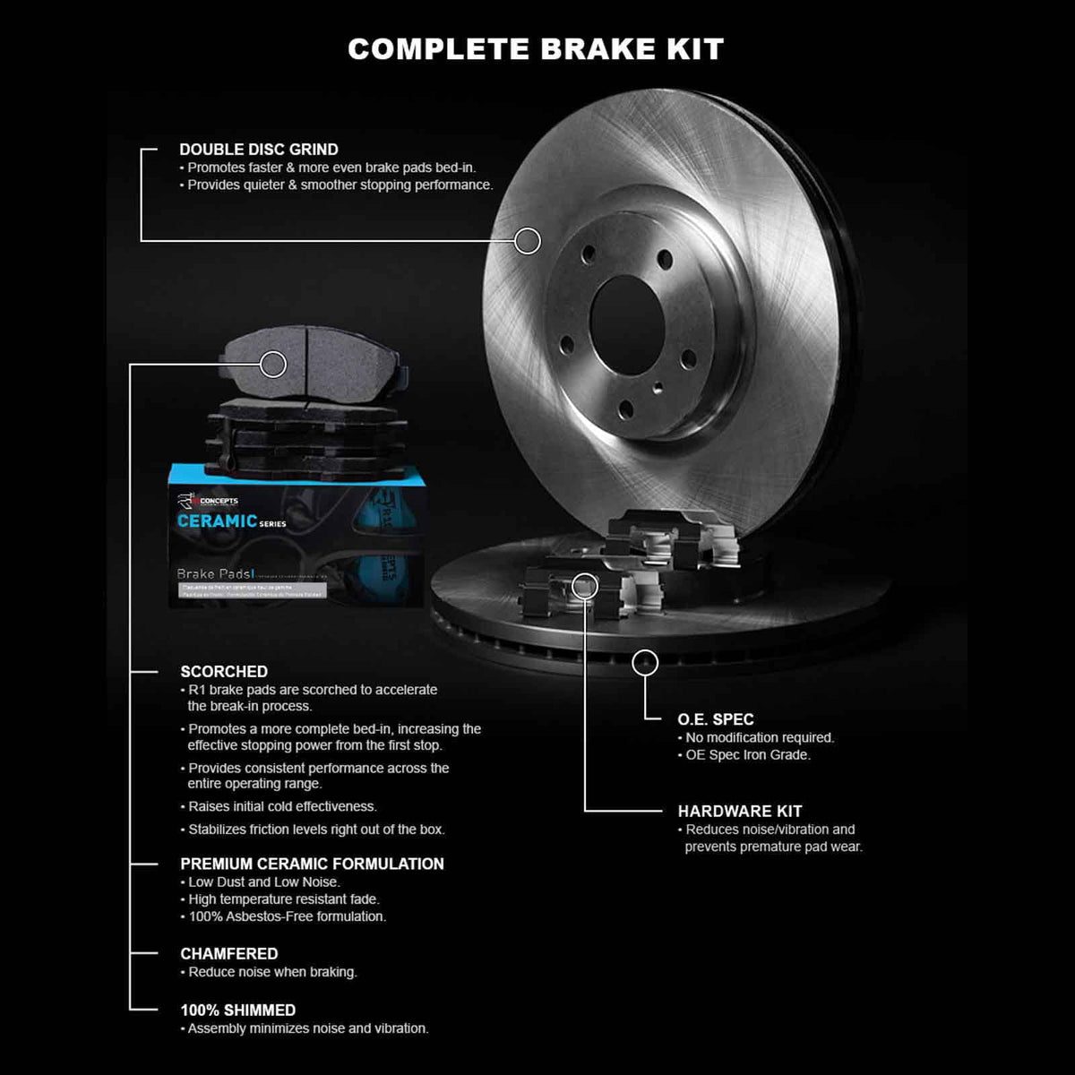 R1 Concepts Wfwh1 47078 R1 Concepts E Line Series Brake Rotor With Ceramic Fits select: 2017-2022   , 2016