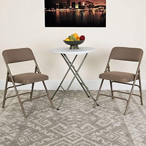 4 Pack  Series Curved Triple Braced & Double Hinged Beige Fabric Metal Folding Chair