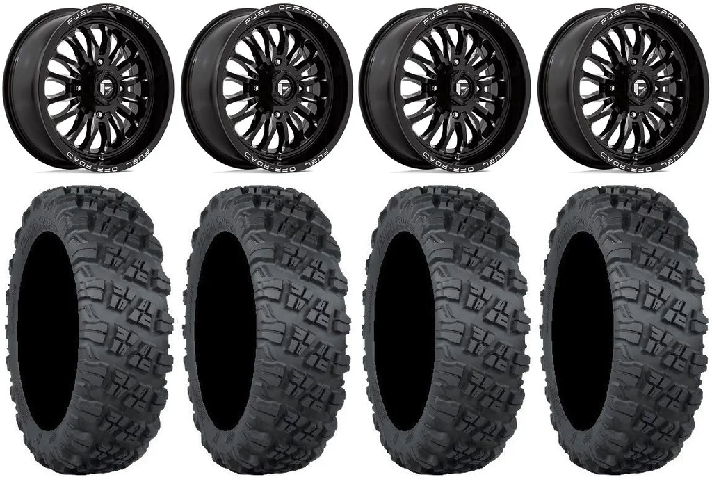 Fuel  18" Wheels Black 28" Versa Cross V3 Tires Kawasaki Teryx Mule