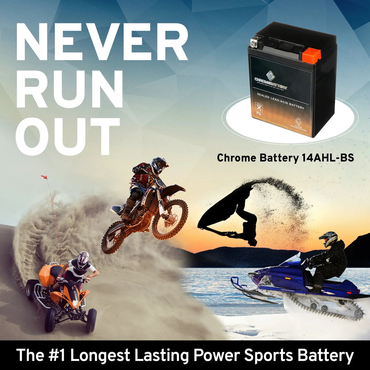 Chrome Battery YTX14AHL- (14AHL- 12 Volt,12 Ah, 210 ) Motorcycle Battery for Kawasaki 500cc Ex500-a 1993