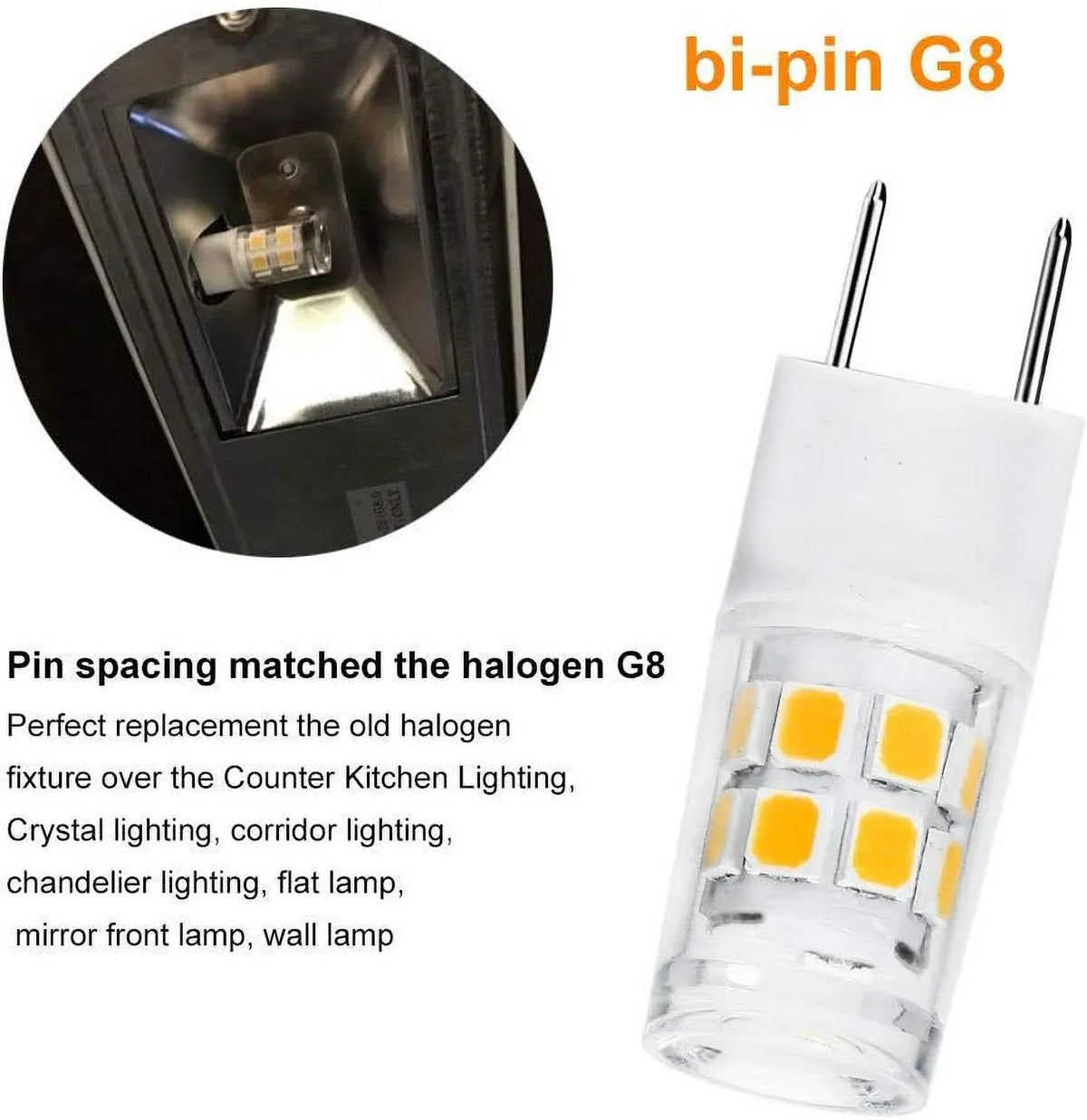 G8  Light Bulb 2.5 Watts Warm White 3000K - G8 Base Bi-pin Xenon  Type  120V 20W Halogen Replacement Bulb for Under Counter Kitchen Lighting.Pack of 10(G8 Base Warm White 10PCS)