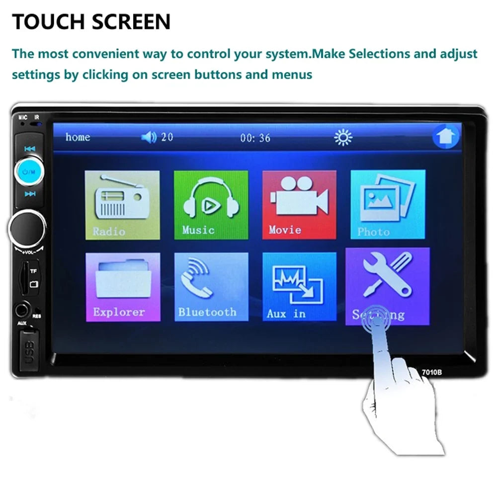 Polarlander Double Din Car Stereo Car Audio 7-inch  Touch Screen Car radio Player Bluetooth with Multimedia     MP5/4/3 Mirror Link Function