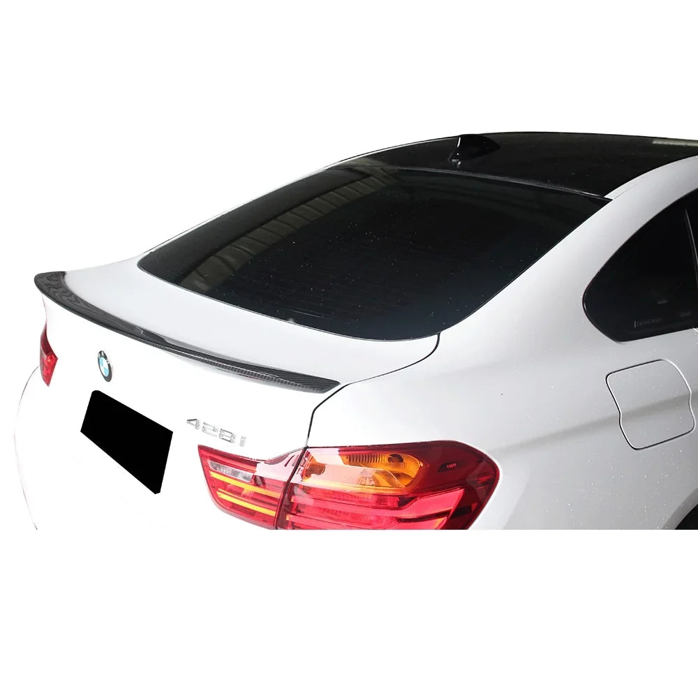 Ikon Motorsports Compatible with 15-20  F36 4 Series 4DR Gran Coupe V Style Rear Trunk Spoiler Wing - Carbon Fiber 2015 2016 2017 2018 2019 2020