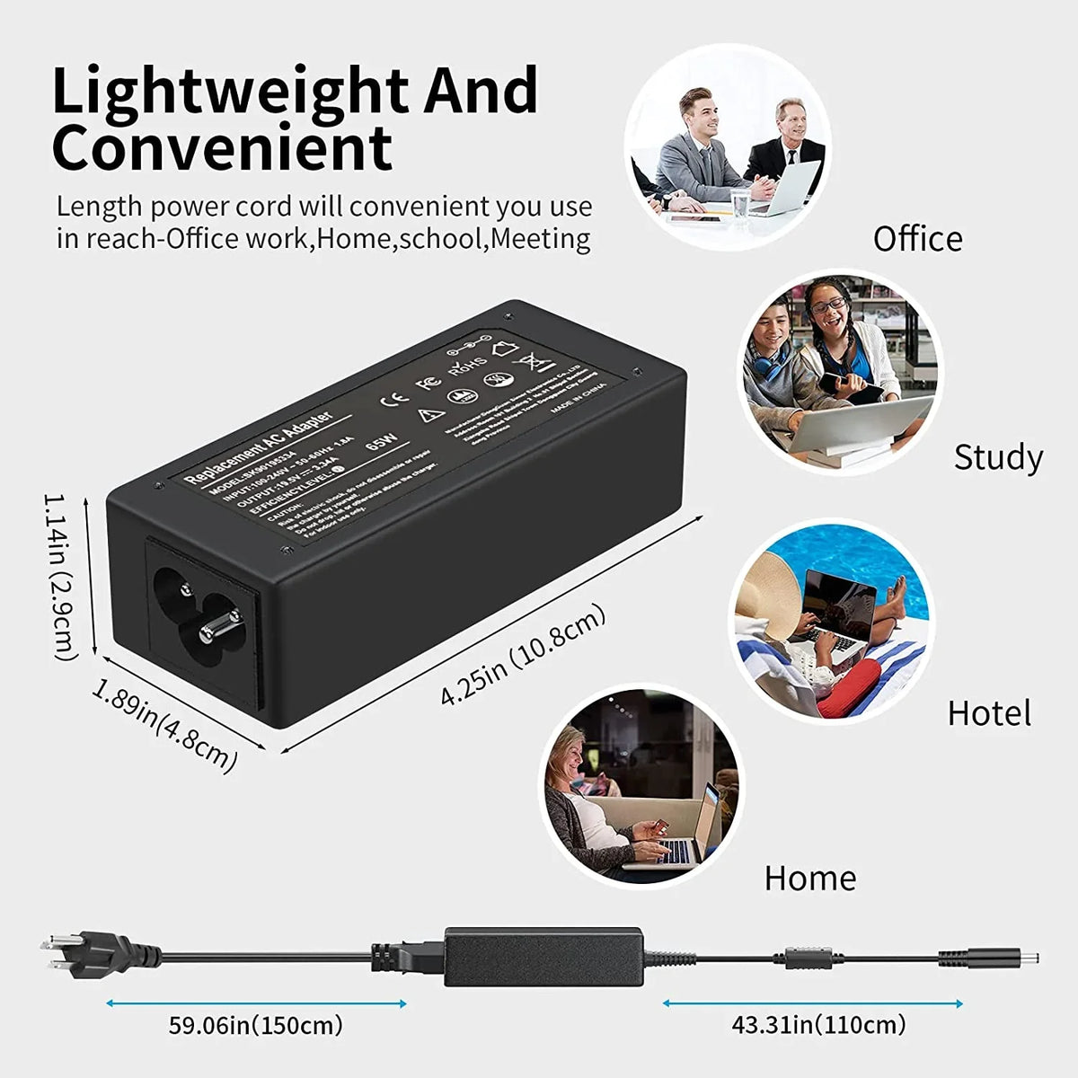 New 65W/45W  Charger for Dell Inspiron P51F P25T P24T P57G P58F P69G P54G P28E P66F P20T P75F P30E P32E P60G P55F
