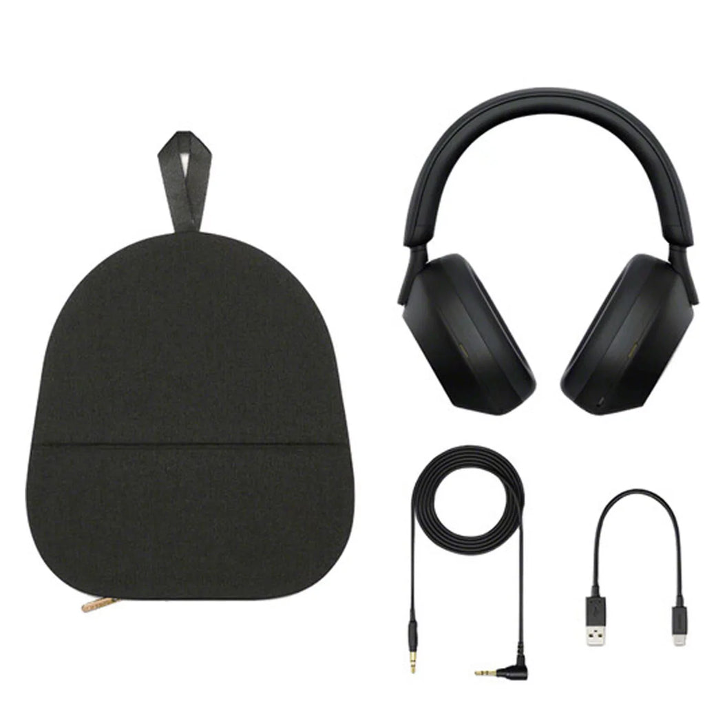 Sony -1000XM5 Noise-Canceling Wireless Over-Ear Headphones (Black), 30 Hours Playback Time, Hands-Free Calling, Alexa Voice Control - Kit with Charging Cube and Portable Charger