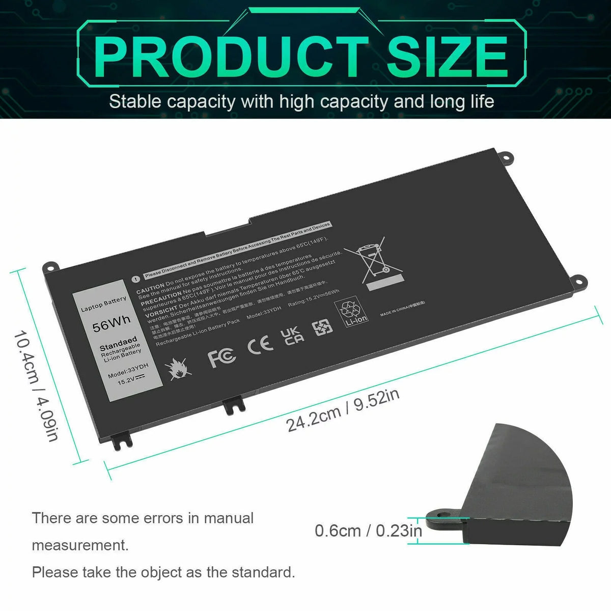 Laptop Battery for Dell Latitude 13 3000 3380 15 3580 3590 081PF3 P30E 451-