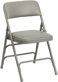4 Pack  Series Curved Triple Braced & Double Hinged Gray Vinyl Metal Folding Chair